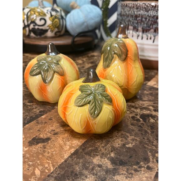 Painted Fall Ceramic Pumpkin Decor - Picture 1 of 5